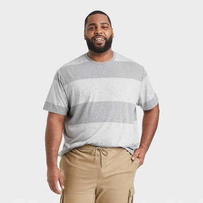 Men's Striped Standard Fit Short Sleeve Crewneck T-Shirt - Goodfellow & Co™ Gray/Rugby Stripe