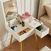 FONTOI 23.6"W Small Makeup Vanity Table with 2 Drawers Flip Top Mirror Organizer for Woman Bedroom Dressing Room, White, 23.6"*19.5"*30.81" - 2 of 4