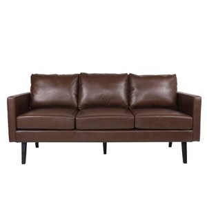 NicBex PU Leather Modular Sectional Sofa Couch Mid-Century Upholstered Sofa with Armrest and Wood Legs for Living Room,Apartment,Dark Brown - 1 of 4