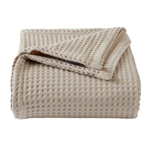 Market & Place 100% Cotton Waffle Weave Bed Blanket King Taupe : Target