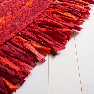 Braided BRD451 Hand Woven Area Rug - Red - 3'x5' Oval - Safavieh.