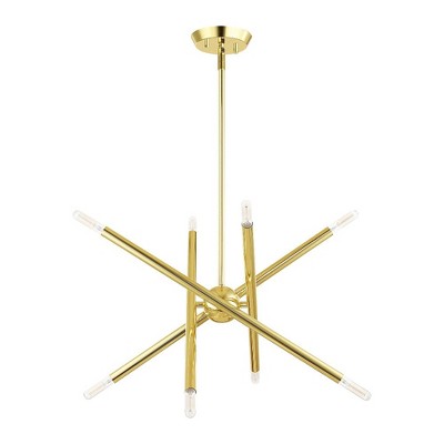 Polished Brass and Crystal 8-Light Chandelier