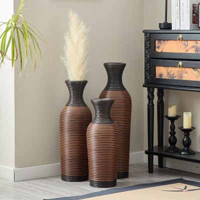 NicBex 3-Piece PVC Floor Vase Set, Decorative Tall Vases for Home Decor, Modern Design Dry Flower/ Branch Holders