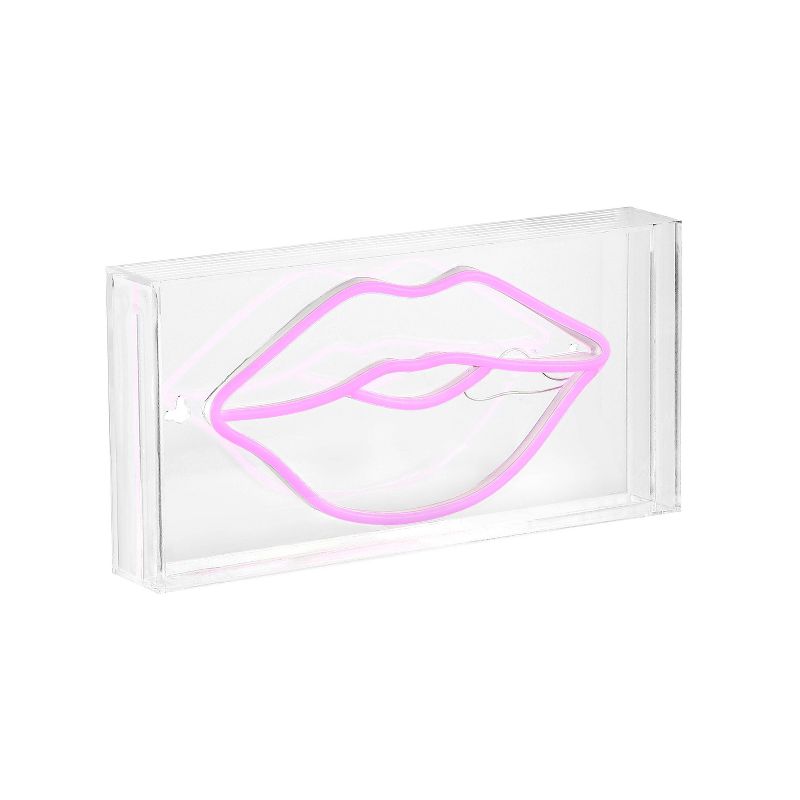 11.88&#34; x 5.88&#34; Lips Contemporary Glam Acrylic Box USB Operated LED Neon Light Pink - JONATHAN Y, 2 of 6