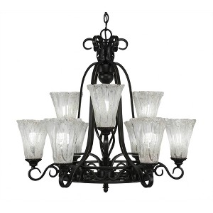 Toltec Lighting Elegante 9 - Light Chandelier in  Dark Granite with 5.5" Fluted Italian Ice Shade - 1 of 1