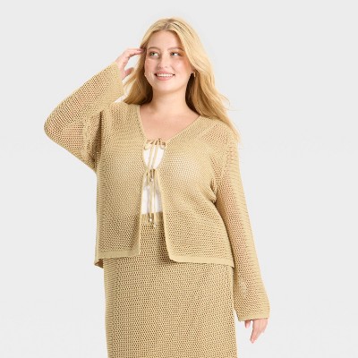 Women's Crochet-Style Tie Cardigan - A New Day™