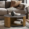 Round Mixed Material Coffee Table with Shelf - 2 of 4