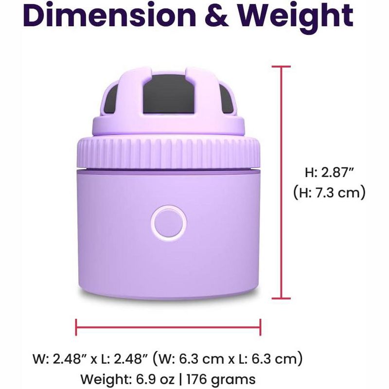 Pivo Pod Lite Auto Face Tracking Phone Holder, 360° Rotation, Handsfree Video Recording - Purple, 4 of 5