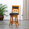 FONTOI 44" Swivel Upholstered Barstools with Back, French Bar Stools with Flared Leg for Living Room Kitchen, Brown&Black, 24"*44"*24" - 3 of 4