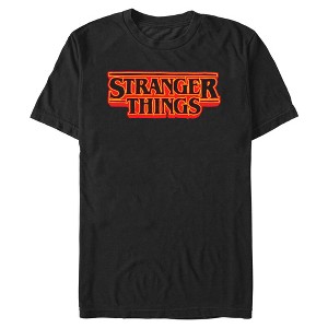 Mens Stranger Things Neon Orange Classic Logo T Shirt - 1 of 4