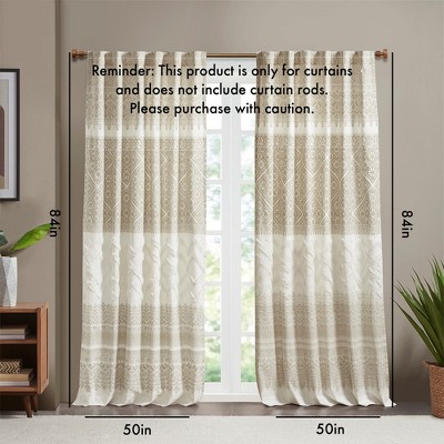 Wikineon Cotton Printed Curtain Panel with Chenille detail and Lining(Only 1 Pc Panel).