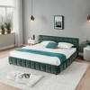 Queen Size Platform Bed  Upholstered Bed Frame with Chenille Fabric with Headboard -- Frevyn - 3 of 4