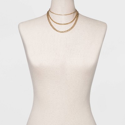 16&#34; Layered Curb Chain Necklace - A New Day&#8482; Gold