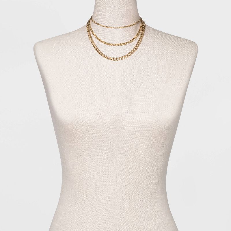 16&#34; Layered Curb Chain Necklace - A New Day&#8482; Gold, 3 of 9