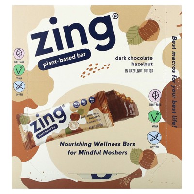 Zing Bars Plant-Based Bar, Dark Chocolate Hazelnut In Hazelnut Butter, 12 Bars, 1.76 oz (50 g) Each