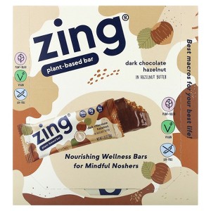 Zing Bars Plant-Based Bar, Dark Chocolate Hazelnut In Hazelnut Butter, 12 Bars, 1.76 oz (50 g) Each - 1 of 3
