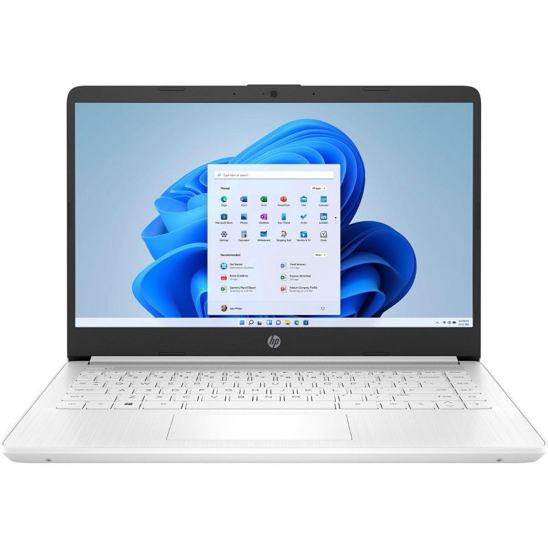 HP 14” HD Laptop, Intel Celeron N4120, 4GB RAM, 64GB eMMC, Windows 11 Home in S Mode, Snowflake White, 1 of 7