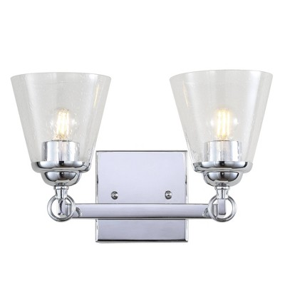 12.75" Metal/Glass Marion Hurricane Vanity Wall Light Chrome - JONATHAN Y