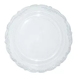 Smarty Had A Party 10" Clear Vintage Round Disposable Plastic Dinner Plates (120 Plates)
