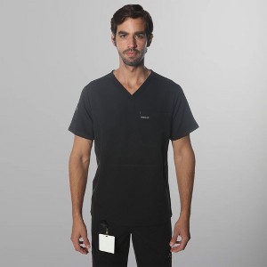 Members Only Men's Manchester V-Neck Scrub Top With Waist & Sleeve Pockets - 1 of 4