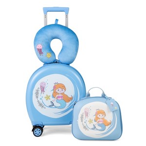 Costway 4-Piece Kid’s Luggage Set w/ 14" Carry-on Hardside Spinner Toddler Luggage - 1 of 4