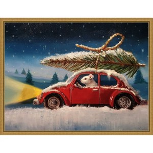 Amanti Art Mouse with Christmas Tree by Lucia Heffernan Canvas Wall Art Print Framed 24 x 18-in. - 1 of 4