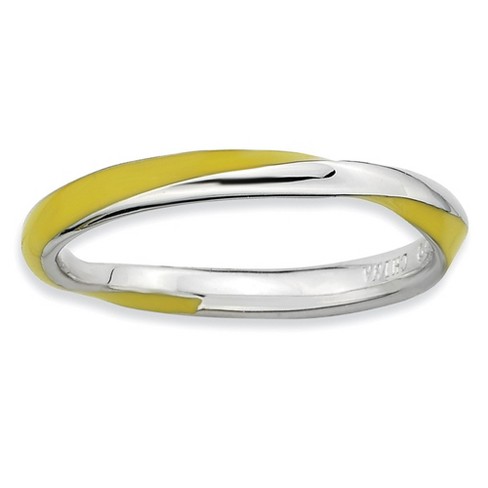 Black Bow Jewelry 2.5mm Silver Twisted Yellow Enameled Stackable Band - image 1 of 4