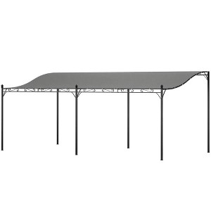 Resenkos Outdoor Garden Gazebo, Sunshade Gazebo Canopy,10' x 20' Wall-Mounted Outdoor Pergola Canopy with Drainage Holes, Dark Gray - 1 of 4