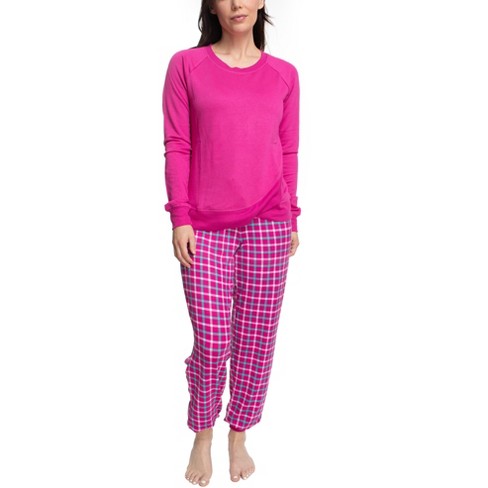 Alpine Swiss Womens Pajama Set Long Sleeve Shirt and Polar Fleece Pants  Sleepwear