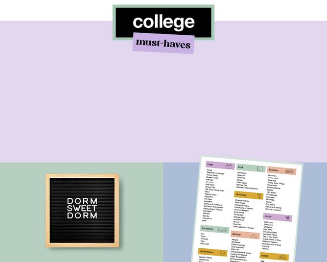 College shop, with a few selected items such as plants, journals, dorm decor and a lifestyle image