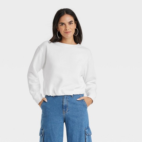 Women's Bubble Hem Sweatshirt - Universal Thread™ White S : Target