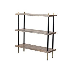 Storied Home 37" Mango Wood 3-Tier Shelf Black: Brass Finish, Rectangular, Space Saver - 1 of 4