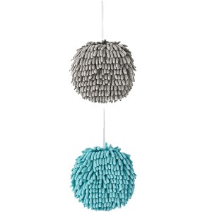 REGALWOVEN 2 Pack Soft Absorbent Chenille Fuzzy Ball Hand Towels for Bathroom Home Decor 6" x 6" - 1 of 4