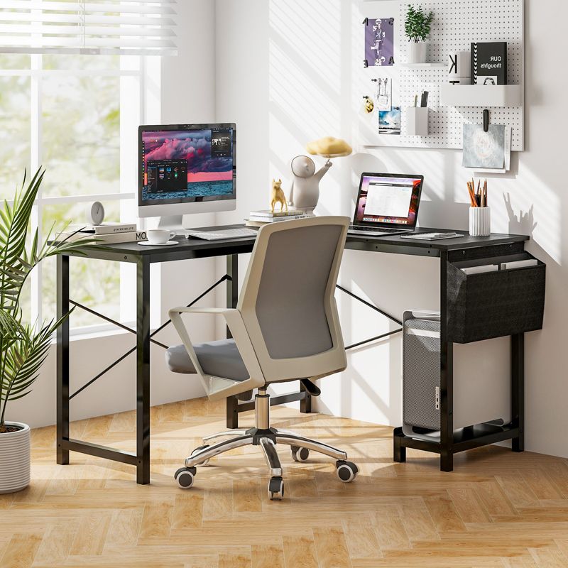 Tangkula L-Shaped Office Desk Modern Reversible Computer Desk with Storage Pocket & CPU Stand Corner Gaming Table with Sturdy Metal Frame, 2 of 10