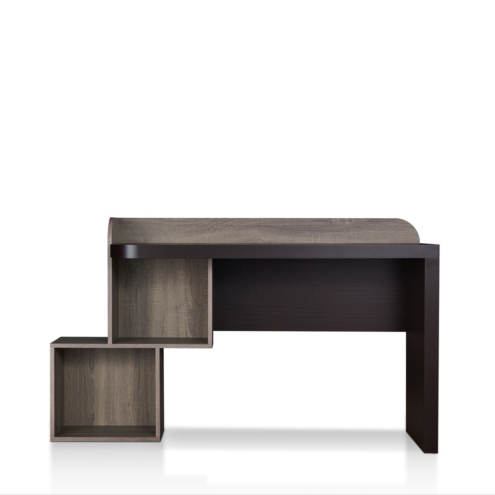 miBasics Quave Writing Desk Walnut: Modern Home Office Furniture, MDF & Particle Board, Fixed Shelf