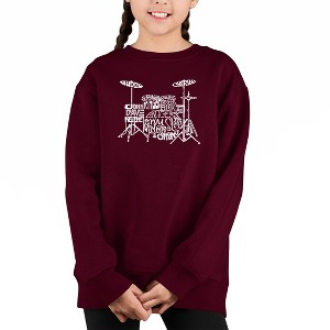 LA Pop Art Drums - Girl's Word Art Crewneck Sweatshirt - 1 of 3