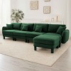 L-Shape Sectional Sofa with Ottoman, 4-Seater Sofa with Armrests and Cylindrical Legs, Boucle Fabric Couch with Cushion-Coolbibila - 2 of 4