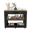 Depot E-Shop Kitchen Island 36" H, Six Casters, Two Drawers, Two Open Storage Shelves, Towel Hanger - image 2 of 4