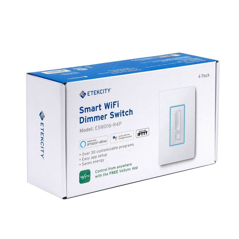 Etekcity 4pk Smart WiFi Dimmer Switches, 3 of 5