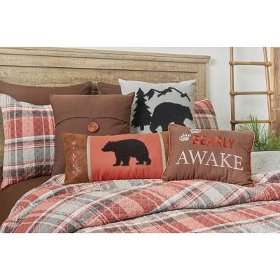 Gray and Saffron Plaid Cotton Full Quilt Set