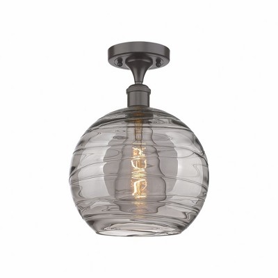 Athens Deco Swirl - 1 Light Semi-Flush Mount In Industrial Style-15 Inches Tall and 10 Inches Wide