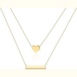 Dainty Bar & Disc Necklace for Women, Gold or Silver Elegant Fashion Jewelry - 1 of 4