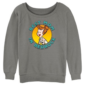 Junior's Women The Flintstones Best Mom in Bedrock Sweatshirt - 1 of 4