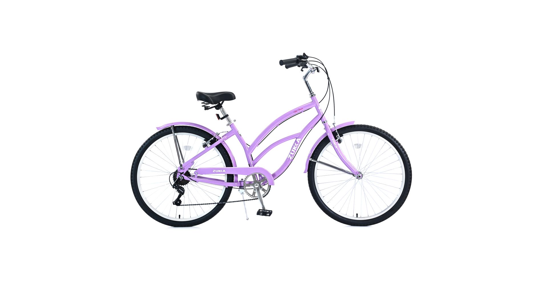 YONWAY 26 Inch Beach Cruiser Bike, 7 Speed Cruiser Bike with High Carbon Steel Dual V-Brakes Commuter Bike for Women Men, Purple