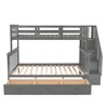 PAGED Simple Wooden Bunk Bed Loft Bed, Twin over Twin Bed Frame with 3 Drawers, Storage Stairs and Guardrail for Kids, Teens - 2 of 4