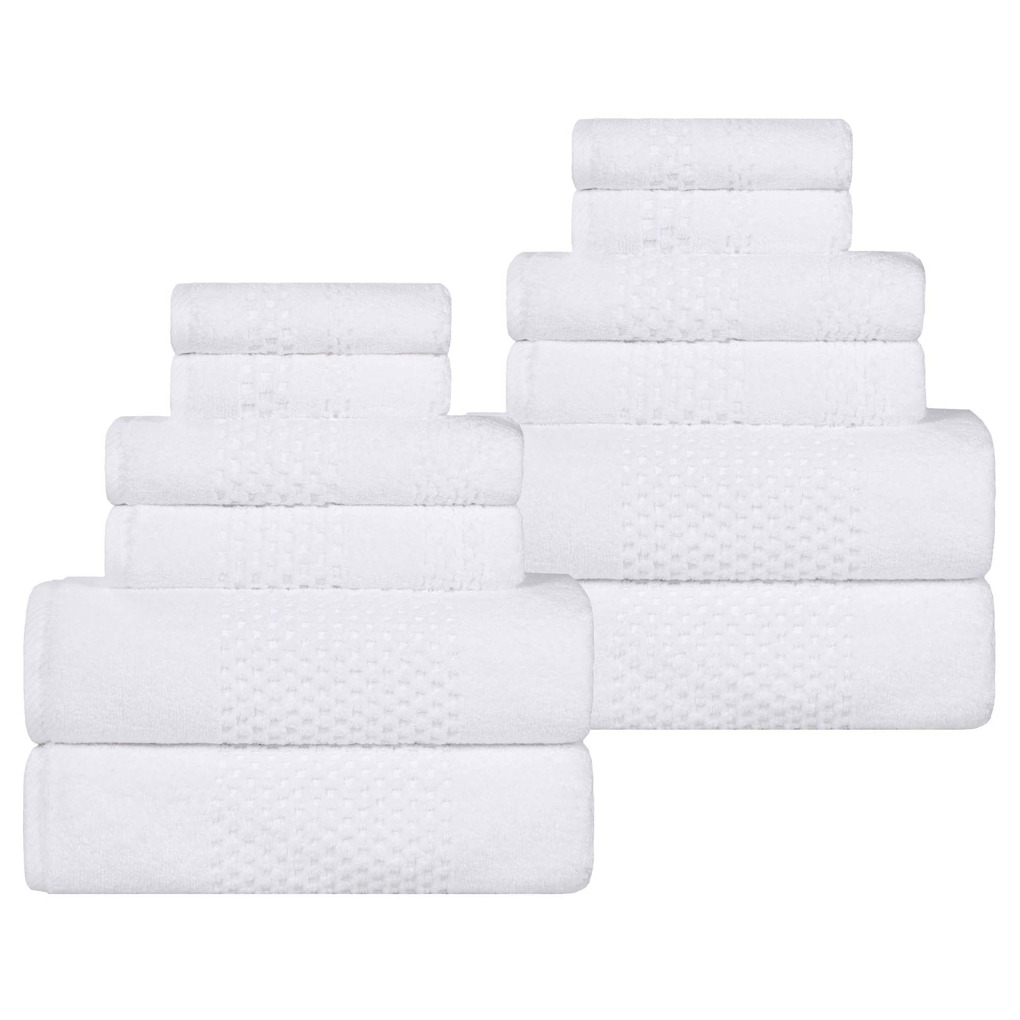 Zero Twist Waffle Textured Cotton Medium Weight 12 Piece Towel Set, White - Blue Nile Mills
