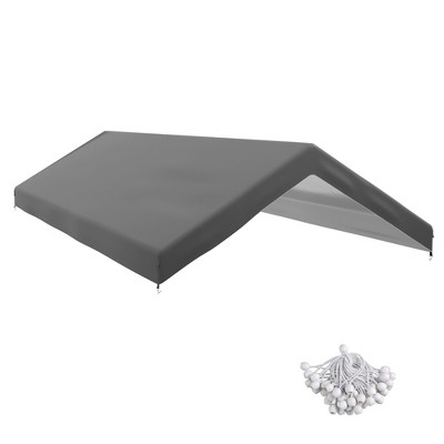 Dark Gray Polyethylene Carport Canopy Replacement Cover with Bungee Cords