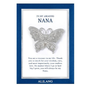 Anna-Kaci Clear Silver Butterfly Crystal Rhinestone Brooch Pin with Family or Friend Gift Message Card & Envelope Jewelry Gifts - 1 of 4