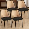 Rattan Dining Chairs Set of 4,Boucle Upholstered Chairs with Cane Back and Metal Legs for Kitchen or Dining Room-Baofuwish - 3 of 4