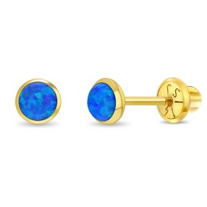 Girls' Opal Bezel Screw Back 14k Gold Earrings - In Season Jewelry - 1 of 1